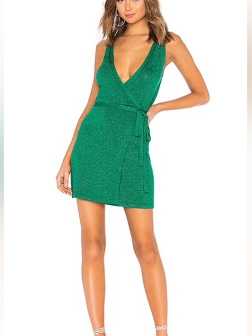 Lovers + Friends Emerald Green Wrap Mini Dress